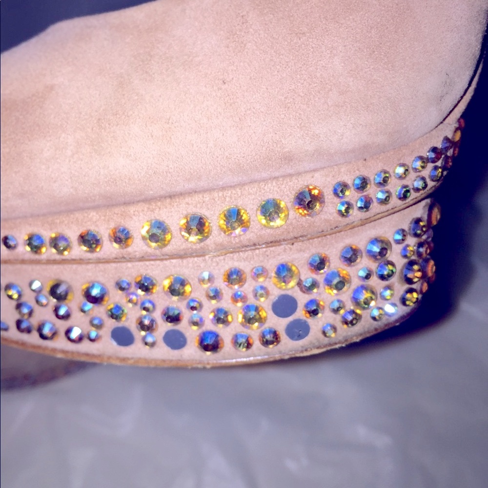 Brian Atwood Suede Swarovski Stone Platform - Picture 7 of 8